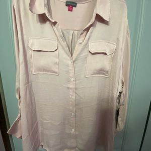 Vince Camuto silky pink pocket shirt xxl NWT